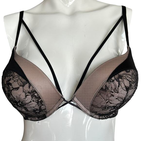 Victoria's Secret Other - Victoria’s Secret Bombshell Push-Up Bra 34C  Black/Nude Lace
